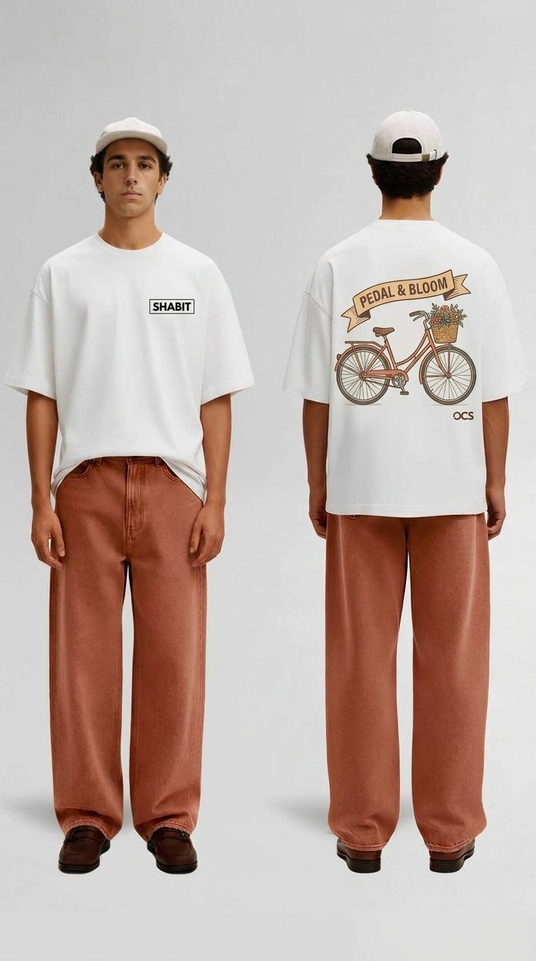 Pedal & Bloom Oversized T-Shirt – White